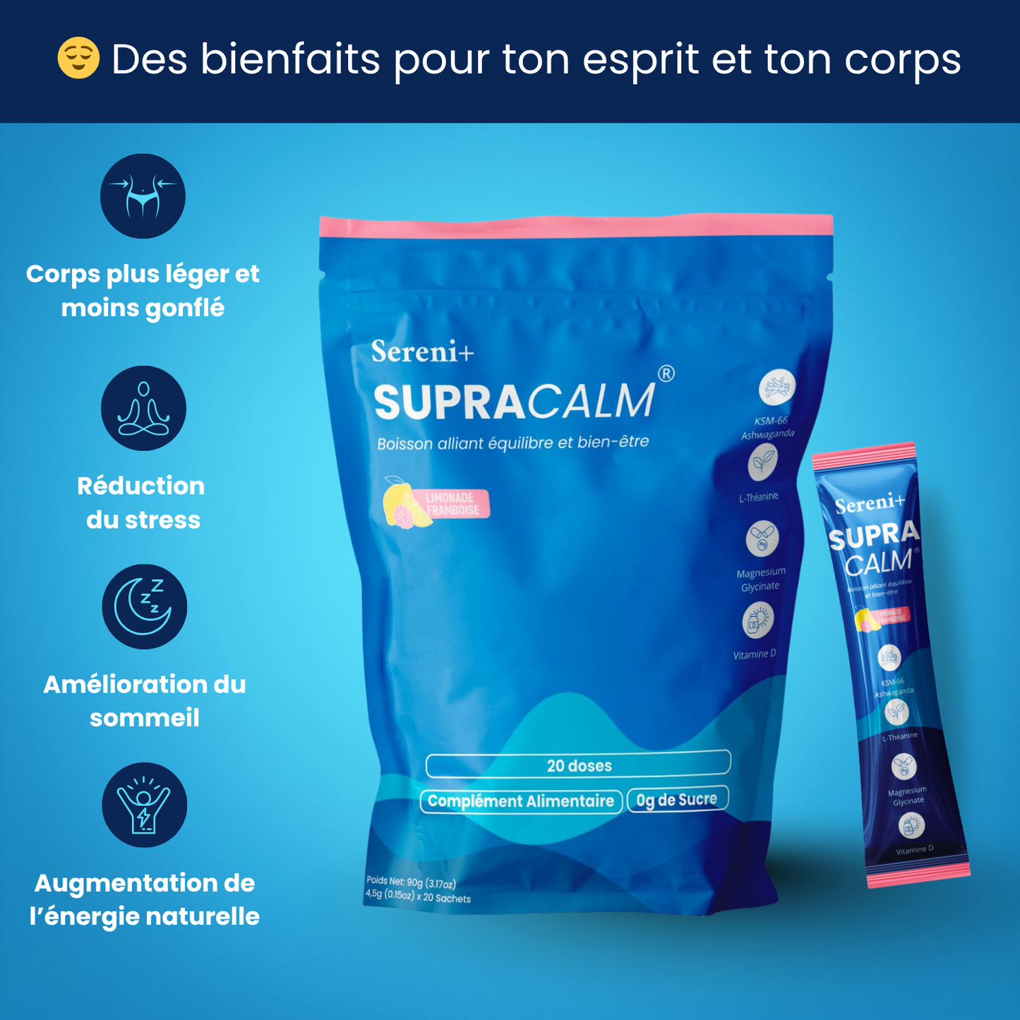 Sereni+ Supracalm® – Mélange à boire pour équilibrer le cortisol